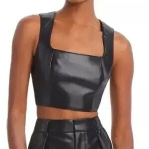 7 for all mankind faux leather crop top